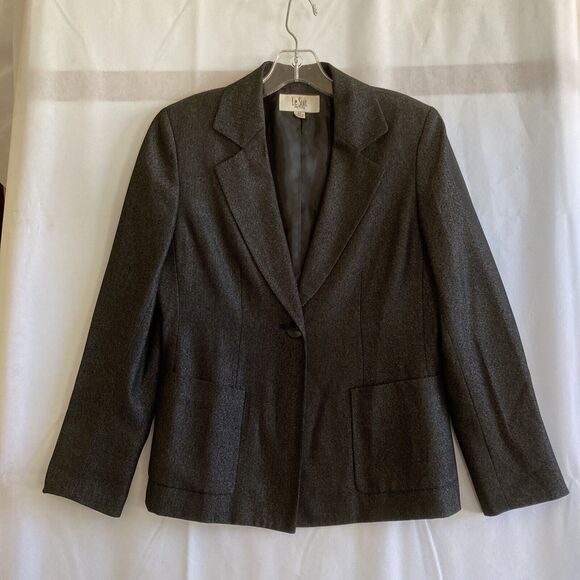 Le Suit Petite Suit Jacket Black One Button size 6P Black - Picture 3 of 12